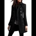 thumbnail image 3 of Abrigo Cruzado de Invierno para Mujer, Elegante Abrigo Tipo Gabardina de Mezcla de Larga con Cuello de Solapa y Botones Negro XL, 3 of 6