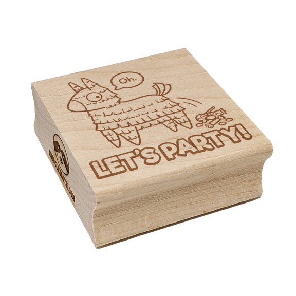 Let's Party Pinata Funny Square Rubber Stamp Stamping Scrapbooking Crafting - Large 2.75in