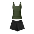 thumbnail image 6 of AHTJRT Two Pieces Bathing Suits for Women Square Neck Swim Tank Tops with Slimming Boy Shorts Sporty Activewear Tankini Sets Dark Green#02 XL, 6 of 7