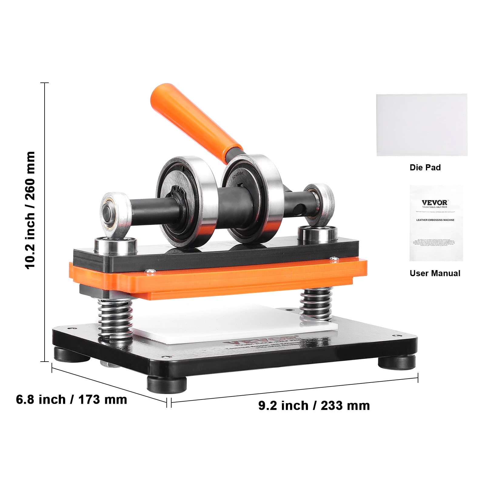 VEVOR Leather Cutting Machine, 7.1 x 3.9 in Embossing Plate Manual Die Cutter, 0.47 in Pressure Stroke Dual Guide Shafts Die Cut Machine, Leather Embossing Machine for Various of Materials