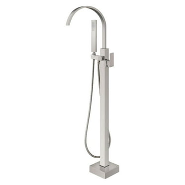 Mulaxen Bathtub Faucet ,Floor Mount Bathtub Faucet Freestanding Tub Filler Standing High Flsow Shower Faucets Shower Mixer Taps, Swivel Gooseneck Spout With Cylinder Handheld Matte