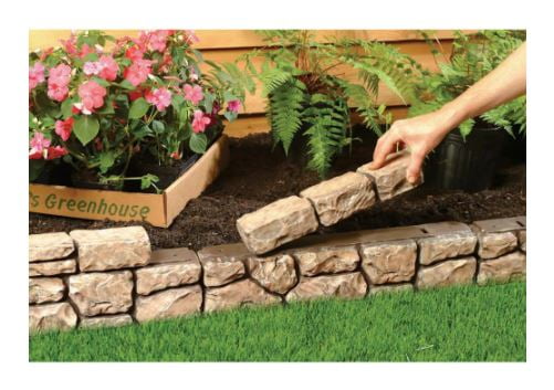 Gardeneer by Dalen Stone Wall Border Landscape Edging Border – 6 Inch Garden Edging Border – Hand Painted Easy DIY Installation Edging for Landscaping – Lightweight Realistic Design (Sandstone)