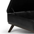 thumbnail image 6 of Owen 36 inch Wide Mid-Century Modern Square Coffee Table Storage Ottoman in Distressed Black Vegan Leather, 6 of 11