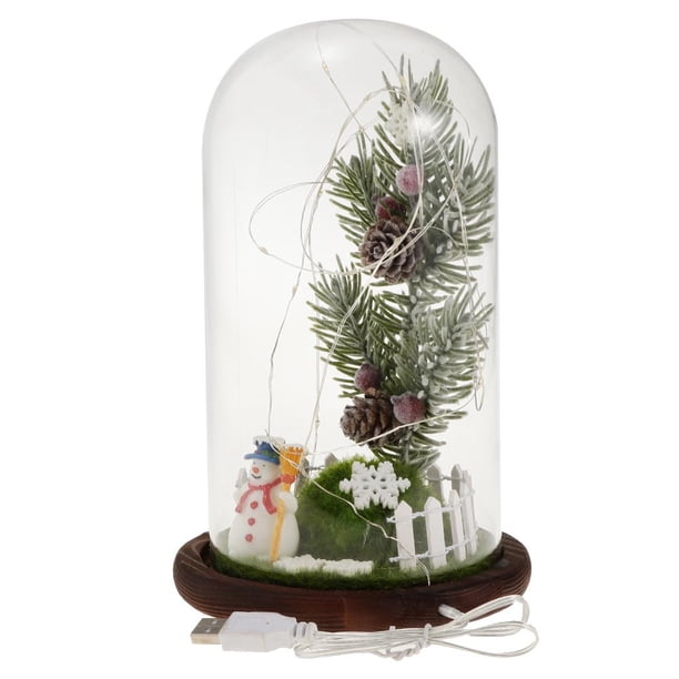 Campana de cristal con forma de campana para árbol de Navidad, decoración de plantas, luces USB, regalos de Navidad UN