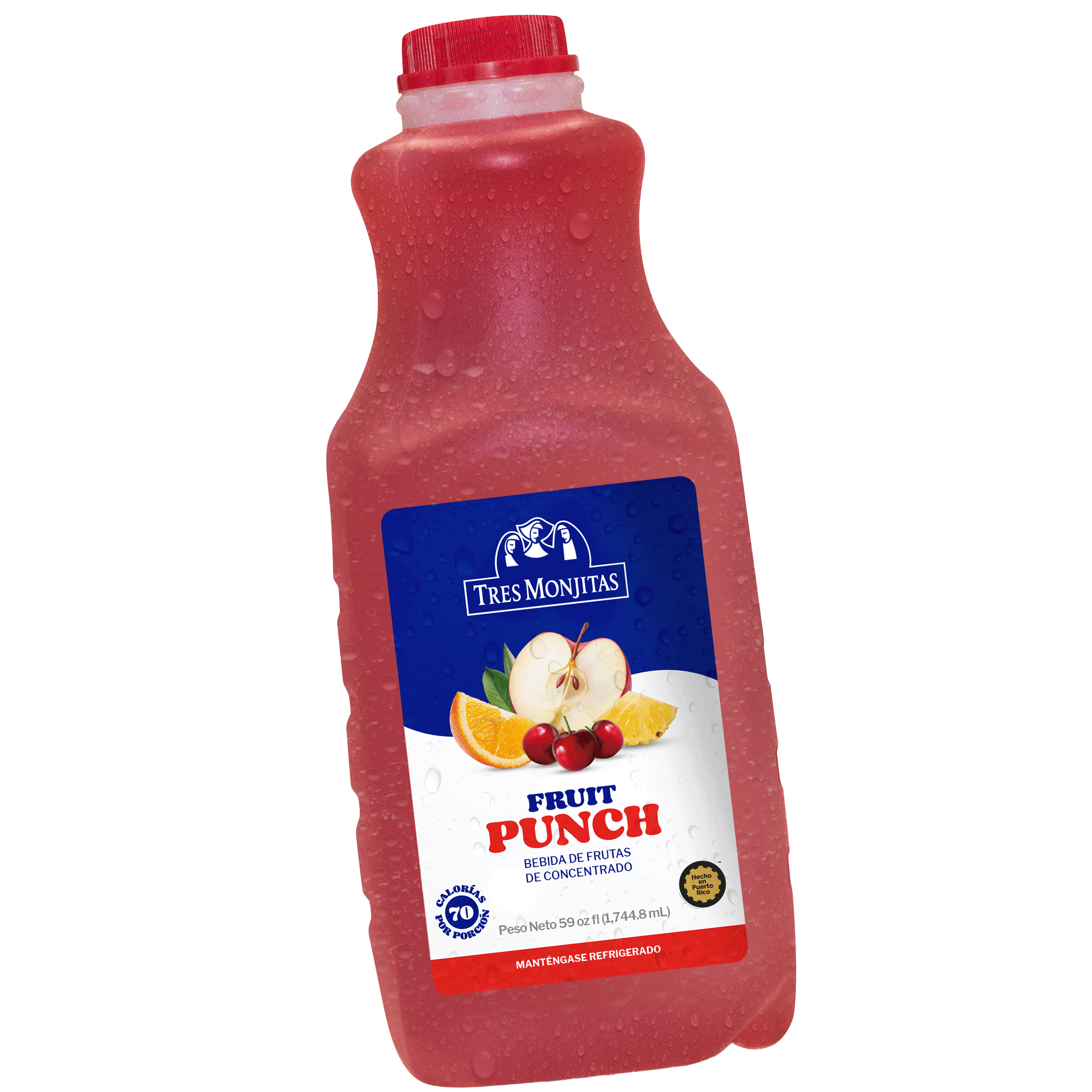 Tres Monjitas Smooth Fruit Punch Juice 59 oz fl, Plastic Bottle Refrigerated