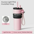 thumbnail image 4 of Farcauo 21 OZ Pink Upgraded Cover Insulated Vacuum Tumbler With Lid Stainless Steel Water Bottle Spill Proof Cup for Hot and Cold Drink and Straw Leak Proof Travel Mug Christmas Gifts For Women, 4 of 7