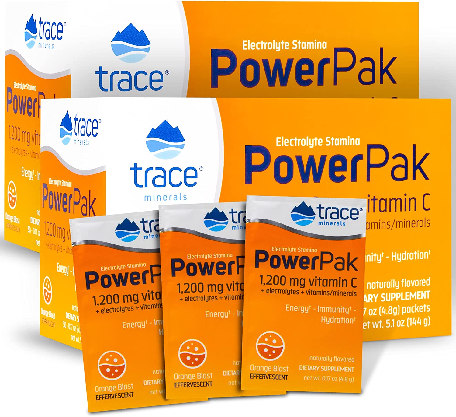 Trace Minerals Power Pak Electrolyte Powder Packets 1200 mg Vitamin