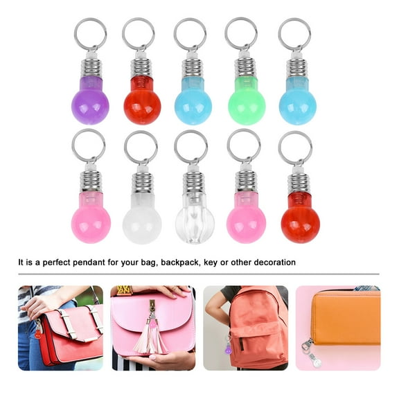 Set of 21 Mini LED Bulb Keychains with Colorful Flashing Lights, Hanging Keyrings, Random Colors Included