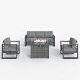 thumbnail image 2 of LayinSun 4 Piece Hight Back Aluminum Outdoor Furniture Set with Fire Pit Table, Modern Patio Conversation Sets, 2 of 7