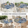 thumbnail image 7 of Stretch Round Tablecloth in Bohemian Floral Design, Elastic Edge Fits 52-56 Inch Tables for Indoor Dining and Outdoor Events, 7 of 7