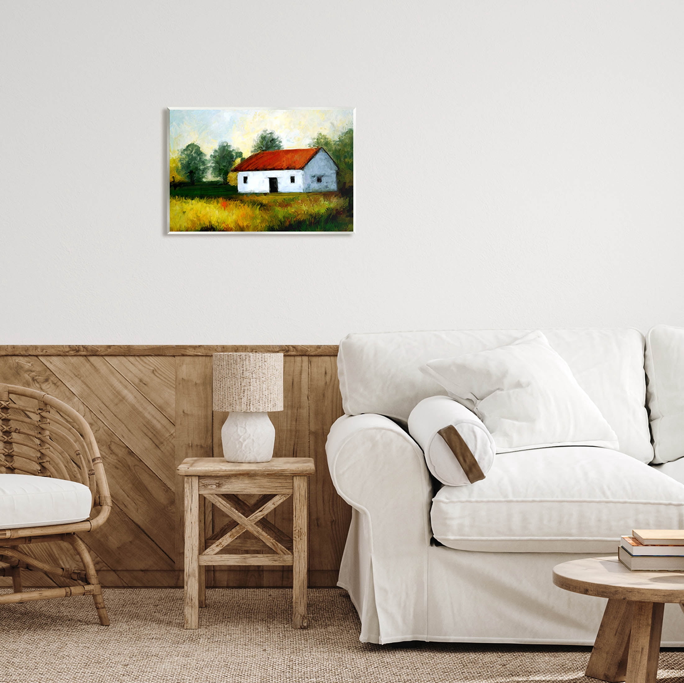Stupell Industries Countryside Meadow Cottage Landscape Painting Unframed Art Print Wall Art, Design by Ziwei Li