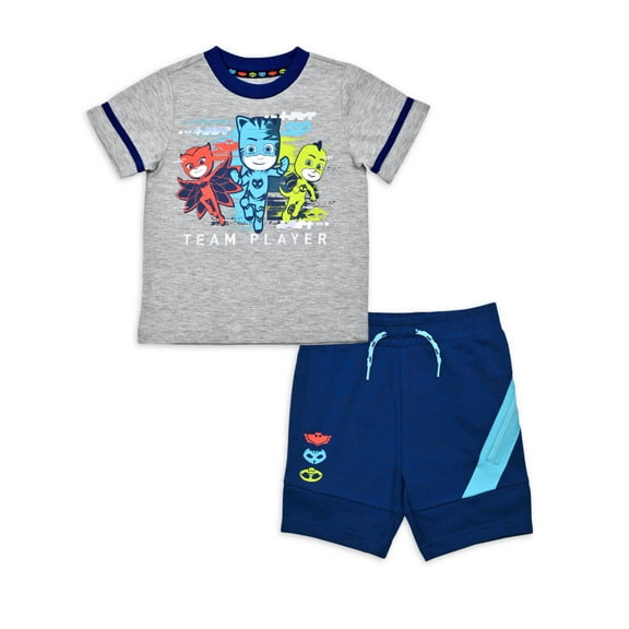 PJ Masks Baby and Toddler Boy Graphic T-Shirt and Knit Shorts Outfit Set, 2-Piece, Sizes 12M-5T