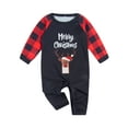 thumbnail image 3 of Christmas Family Pajamas Set Family Matching  Letter Deer Print Long Sleeve O-neck Tops+Plaid Print Trousers/Romper, 3 of 10