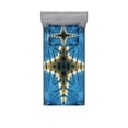 thumbnail image 2 of Ambesonne Blue Fitted Sheet & Pillow Sham Set, Ikat Pattern, Queen, Blue Orange, 2 of 3