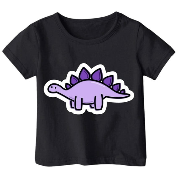 Tisuna Tees For Girls Child Cute Dinosaur Print Short Sleeve Crew Neck Shirts Fashion Loose Little Kids Summer Pullover Tops Black Size 2-3 Years