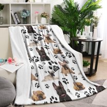 French Bulldog Footprint Blanket,Comfortable Soft Flannel Throw Blanket,All Season,Warm Lightweight Blankets for Sofa Bed Couch Living Room Chair,60"x80"(150x200cm)