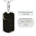 thumbnail image 2 of Celestial Moon & Stars Stainless Steel or 18k Gold Premium Swivel Dog Tag Keychain, 2 of 8
