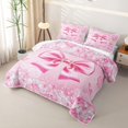 thumbnail image 3 of Erosebridal Pink Princess Bowknot Twin Quilt Set For Girls,3D Glitter Print Diamond Kids Twin Coverlet Set,2-Piece, 3 of 7