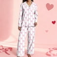 thumbnail image 4 of Womens Pajamas Set Valentine's Day Theme Print Long Sleeve Shirts Pants Casual Cozy Loungewear Nightwear 2 Piece Sets for Women Pink XL, 4 of 5