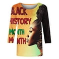 thumbnail image 5 of Tbopshirt Black History Summer Tops for Women,Plus Size 3/4 Sleeve Graphic T-Shirt,Fashion Casual Round Neck Printing Blouse,S-5XL, 5 of 5