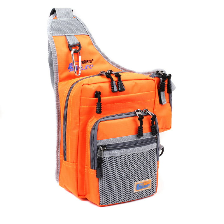 Multifunctional Waterproof Fishing Bag Fishing Tackle Bag Fishing Shoulder Bag Fishing Reel Lure Tackle Bag, Orange