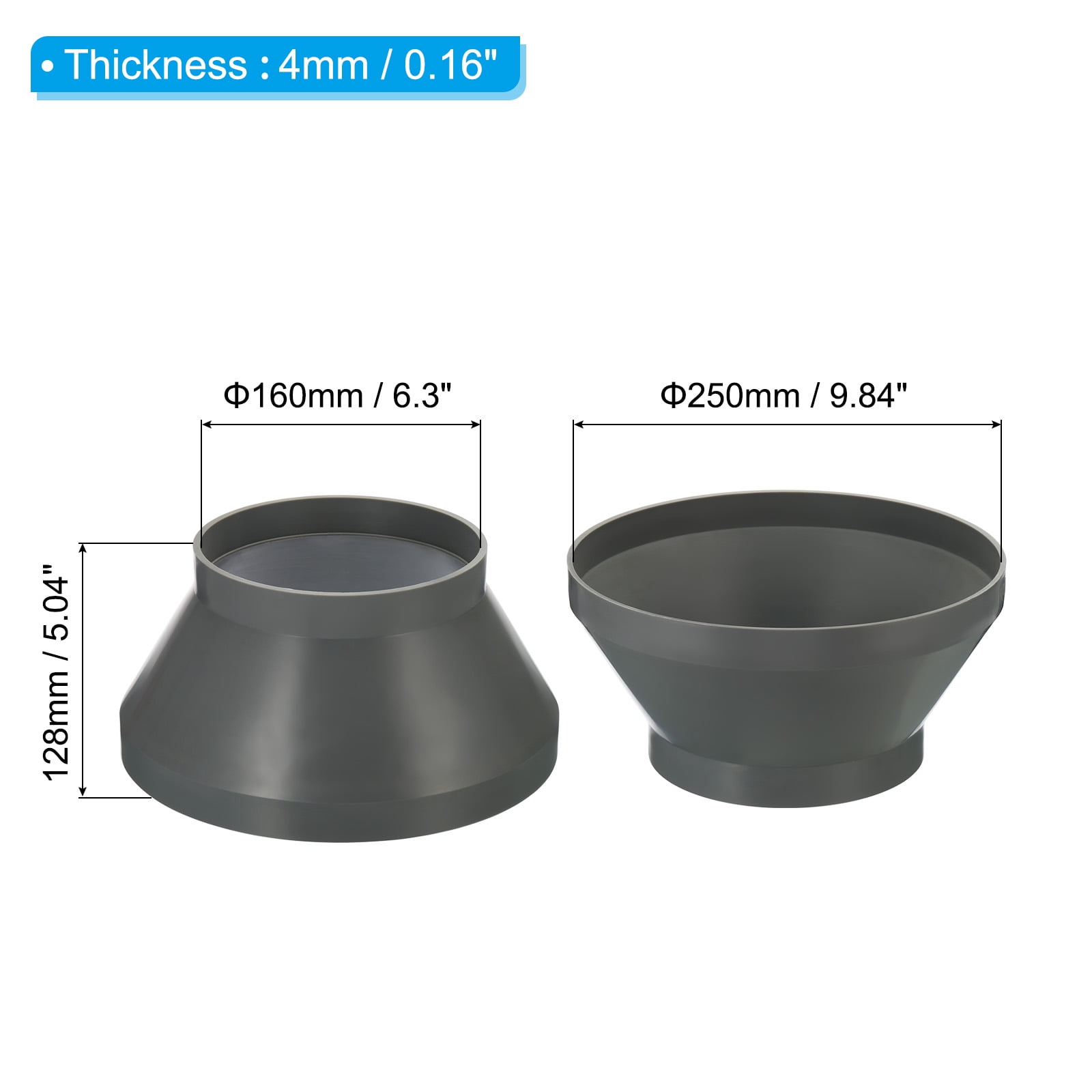Uxcell 10" to 6" Duct Reducer Connector Ventilation Tube Increaser Adapter Grey 2 Pack