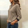 thumbnail image 5 of yillto Womens 3/4 Sleeve Tops Crewneck Button Dressy Casual Blouses Work Clothes Loose Fitting Tunic Top, 5 of 7