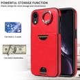 thumbnail image 6 of Classic Wallet Case Compatible with iPhone XR for Men Women, with 360° Rotation Finger Ring Kickstand PU Leather Shockproof Phone Cover with Card Slot for iPhone XR, Red, 6 of 10