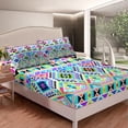 thumbnail image 4 of Aztec Bed Sheets Twin Neon Geometric Diamond Bedding Set Western Bohemian Sheet Set Women Exotic Tribal Geometry Southwestern Fitted Sheet + Flat Sheet + 1 Pillow Case, 4 of 5
