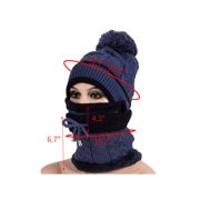 Gustave 3 in 1 Warm Anti-fog Beanie Hat Scarf and Mask Set, Fleece Inside Knitted Riding Cap Infinity Scarves Winter Accessories for Women (Black)