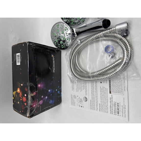 Open Box MICROBAN 2.3 GPM ANTIMICROBIAL/ANTI-CLOG 30 SETTING SHOWERHEAD, AQUA BLUE, 5523