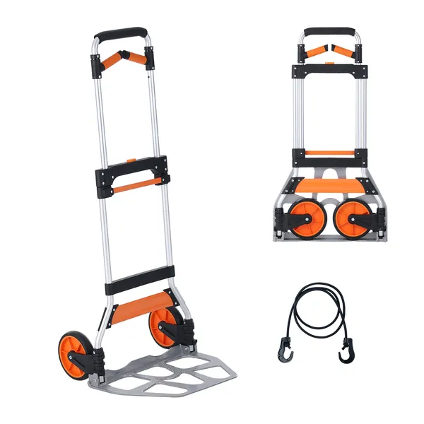 Folding Hand Truck with 309lbs Capacity,Aluminum Portable Cart,Convertible Dolly with Telescoping Handle and Durable Wheels for Easy Moving