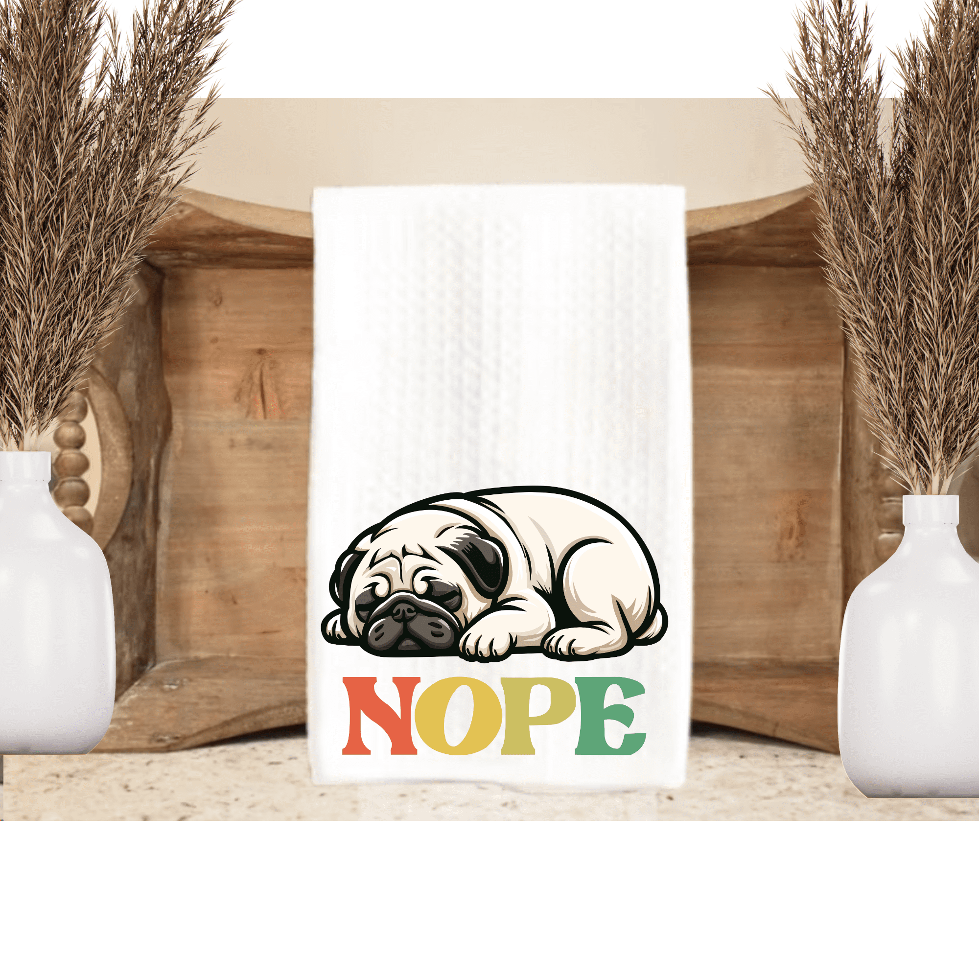 Versatility Dog Dish Towel Pug Funny Kitchen Décor 16x24