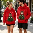 thumbnail image 5 of lcziwo Christmas Hoodie for Women Casual Fleece Pet Pouch Hooded Sweatshirts Drop Shoulder Side Pocket Pullover Tops, 5 of 8