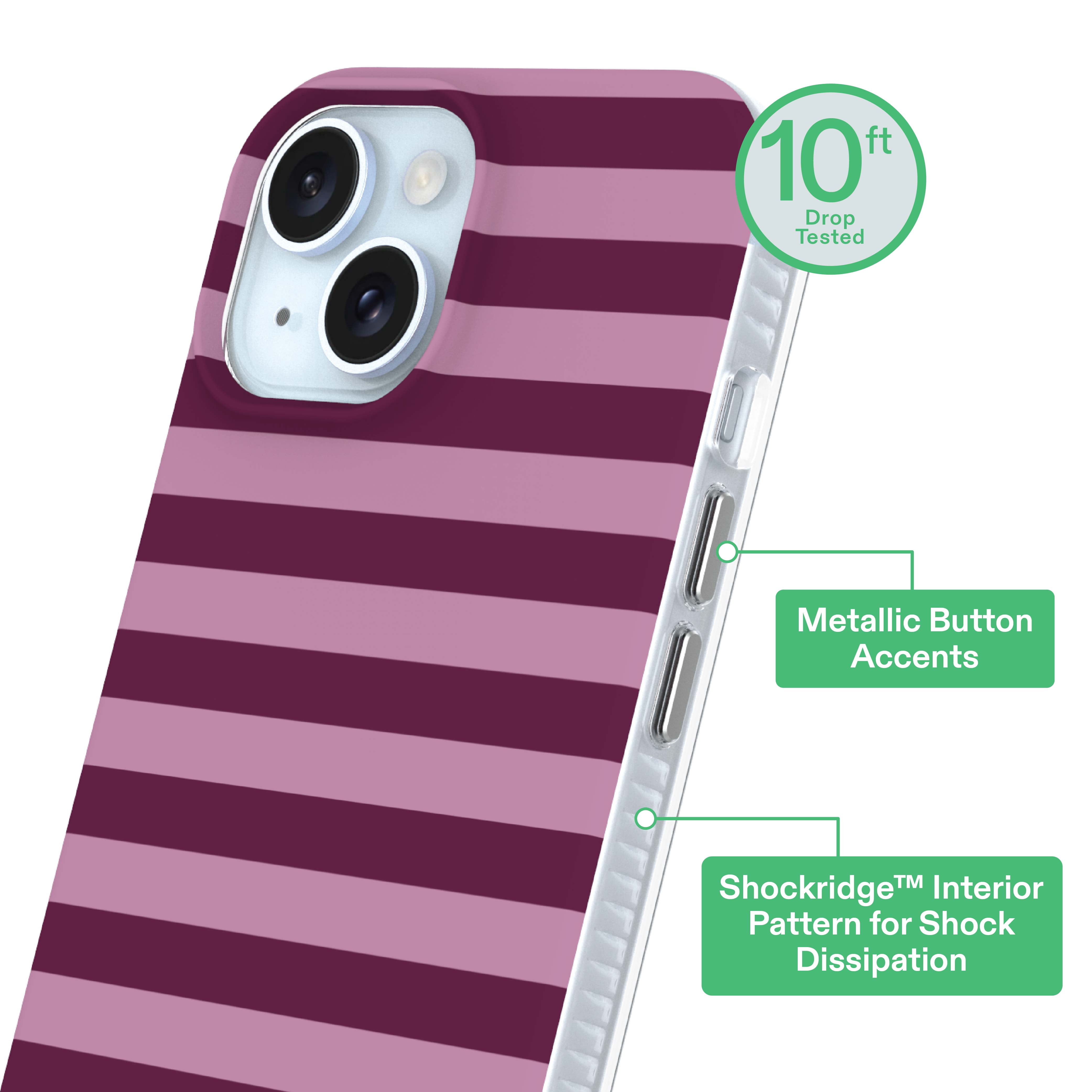 onn Phone Case for iPhone 17e / 16e / 15 / 14 / 13, MagSafe Compatible - Purple Stripe