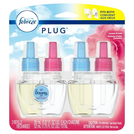 Scent Refill - Febreze Plug Air Freshener Scented Oil Refill, Downy April Fresh, 2 Count