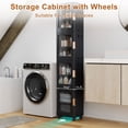 thumbnail image 4 of VECELO 4-Tier Slim Storage Cabinet with Wheels, Folding Stackable Box Organizer with Adjustable Shelves and Anti-Tip Design, Black, Large, 4 of 11