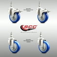 thumbnail image 2 of 4 Inch 316SS Blue Polyurethane 3/8 Inch Threaded Stem Caster Set 2 Lock Brake, 2 of 2