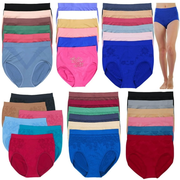 ToBeInStyle Women's Pack of 3 Randomly Assorted Plus Sized High Waisted Briefs - M/L
