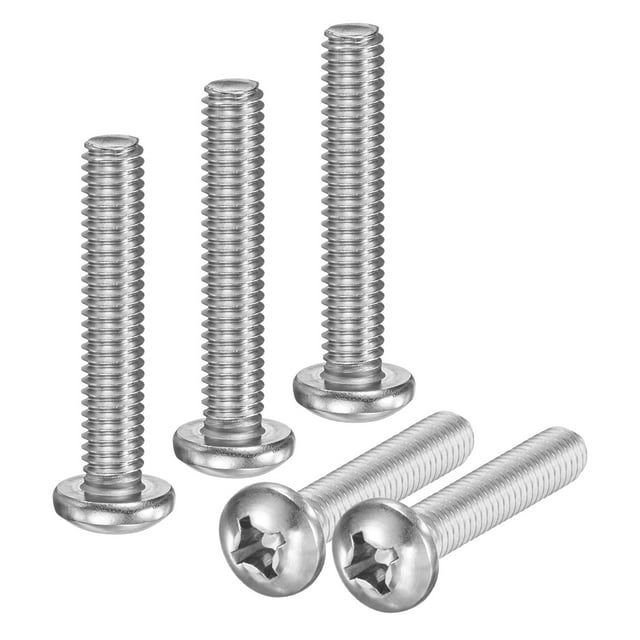 Uxcell 5-Pack 5/16-18x1-3/4 Tornillos de Máquina de Cabeza Plana de Acero Inoxidable 304 con Cabeza Cruzada Totalmente Rosca para Muebles Plateado
