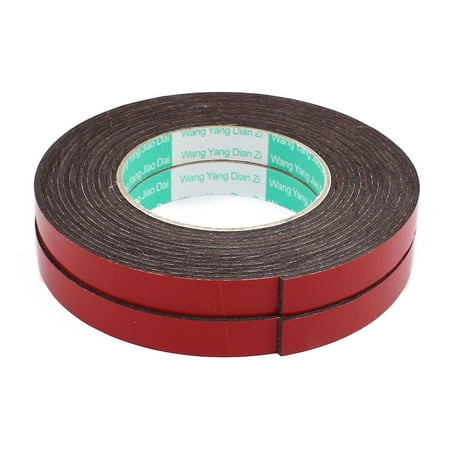 

15mm x 2mm Car Self Adhesive Shock Resistant Foam Tape Red 5 Meters Length 2Pcs