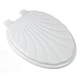 BathDecor White Sculpted Seashell Molded Elongated Wood Toilet Seat ...