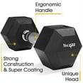 thumbnail image 3 of Yes4All 15 lbs Rubber Coated Hex Dumbbell, Single, 3 of 5