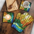 thumbnail image 5 of Stained Glass Landscape Kitchen Oven Mitt and Pot Holder Sets 4 Pcs for Baking, Cooking and Grilling, Heat Resistant Up To 392 °F, 5 of 7