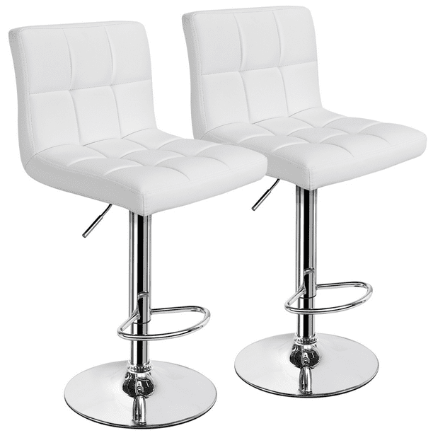 Pu Leather Adjustable Bar Stools, Leather Swivel Counter Height Stools With Backs