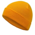 thumbnail image 1 of Minnieouse Gorro de punto informal de otoño e invierno para exteriores, gorro de Color sólido para mujer, gorro de punto cálido para hombre Sombreros amarillo oscuro, 1 of 4