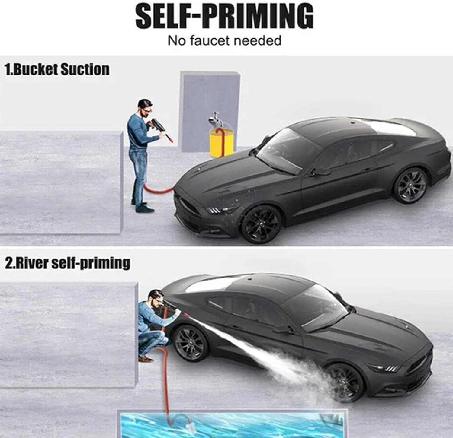 Cordless Portable High Pressure Spray Water Gun, Pistola para Lavar Carros a Presion, Power Washer Gun, 6-in-1 Nozzle High Pressure Washer Gun, Handheld Pressure Washer for Car,Home,Garden (Set A)
