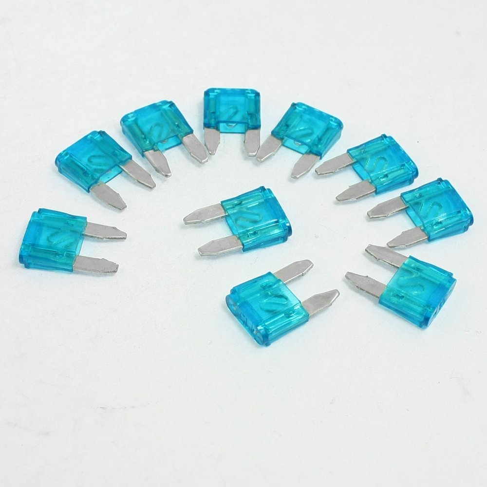 10 Pcs Fuses Automotive Car Fuse 15A Teal Blue