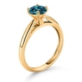thumbnail image 3 of Gem Stone King 10K Yellow Gold London Blue Topaz Solitaire Engagement Ring for Women | 1.10 Cttw | Round 6MM | Gemstone Birthstone | Size 5,6,7,8,9, 3 of 4