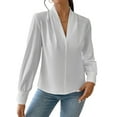 thumbnail image 3 of Work Blouses for Women Long Sleeve Blouses Business Spring Top Womens V Neck Office Shirts White XL, 3 of 9